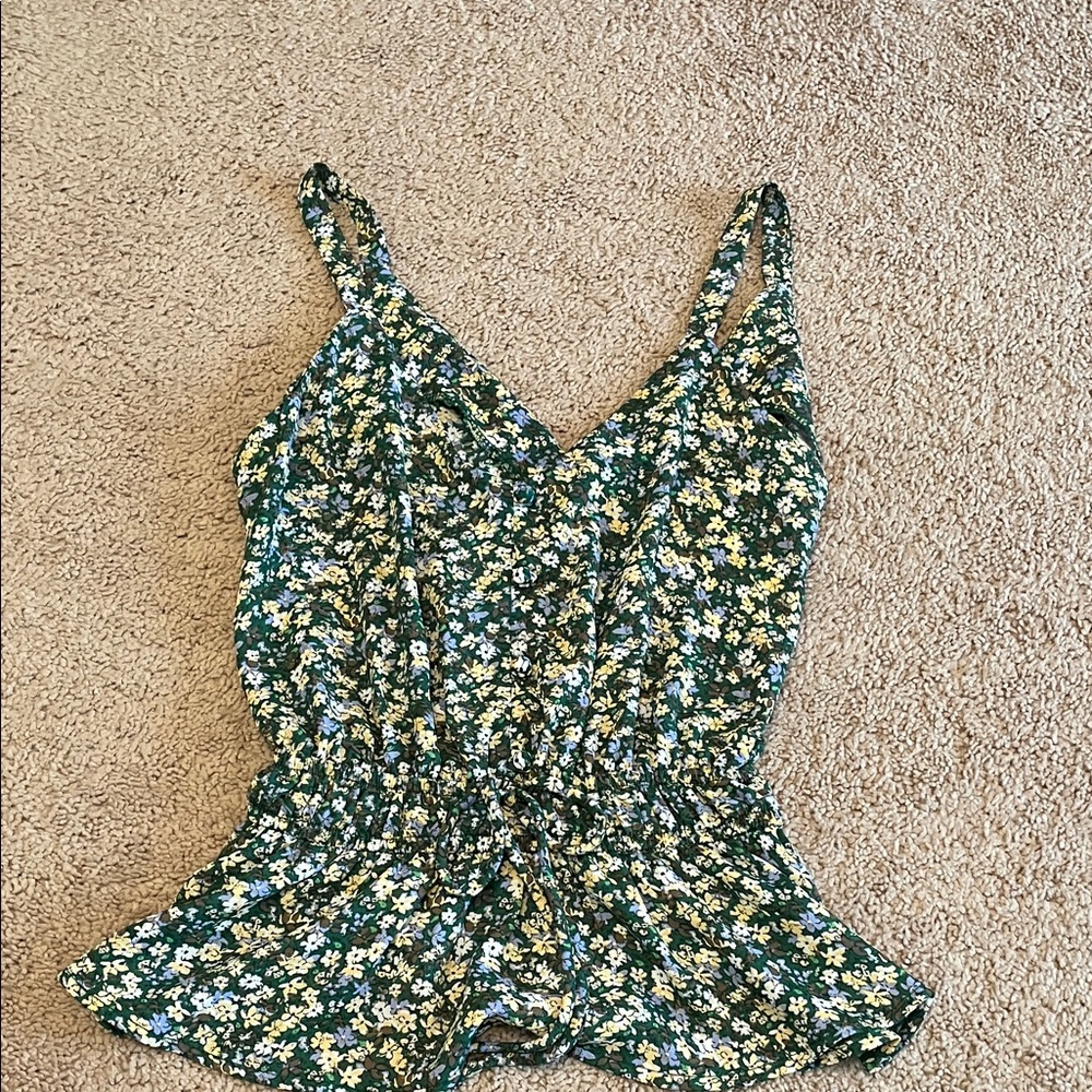 Floral Green Tank Top